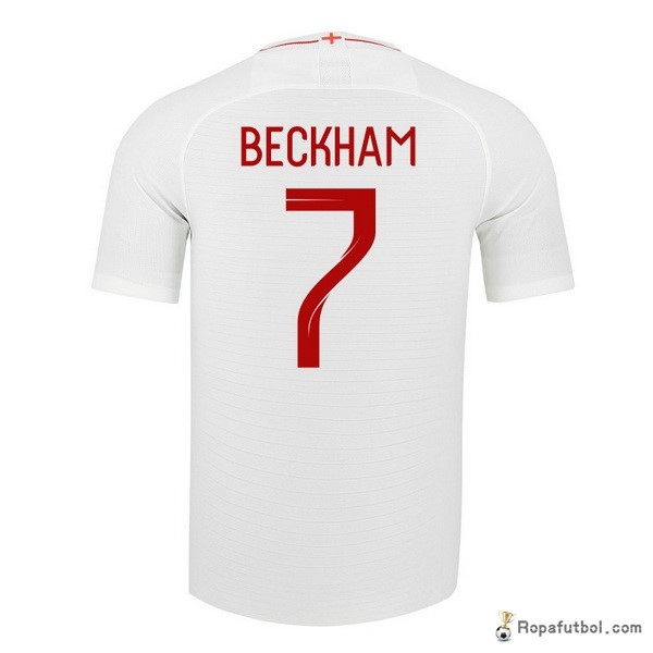 Camiseta Inglaterra Replica Primera Ropa Beckham 2018 Blanco